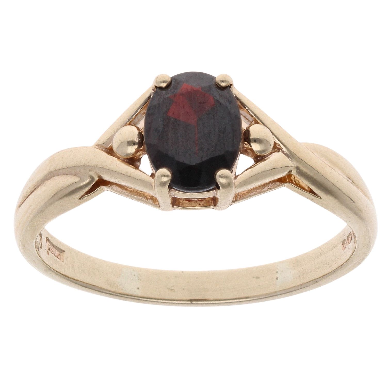 9ct Yellow Gold Garnet Single Stone Ring RAMS214600184802 | Ramsdens ...