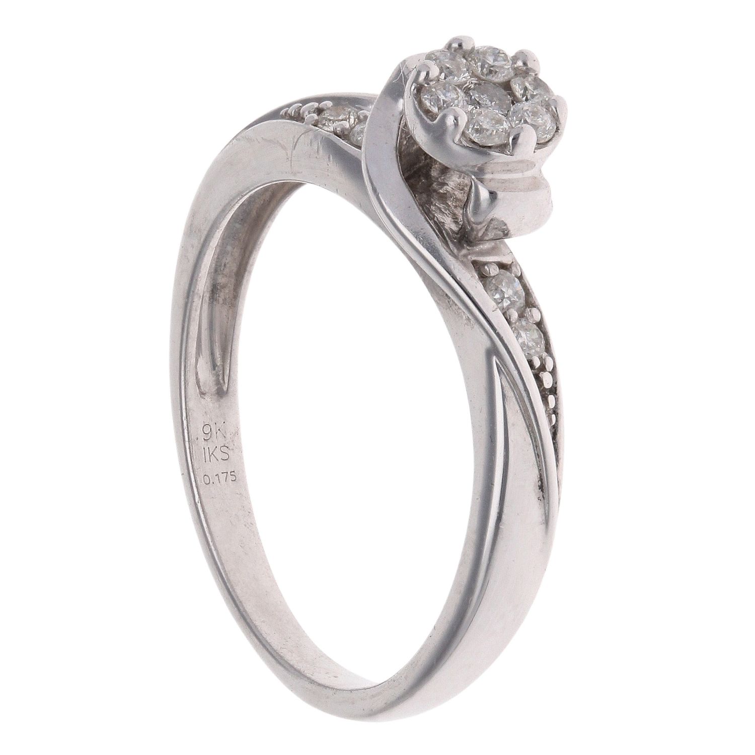 9ct White Gold 0.25ct Diamond Cluster Ring main image 1