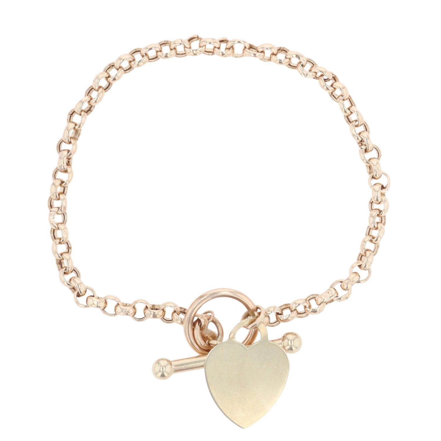 9ct Yellow Gold Heart T-Bar Belcher Bracelet RAMS768352433004