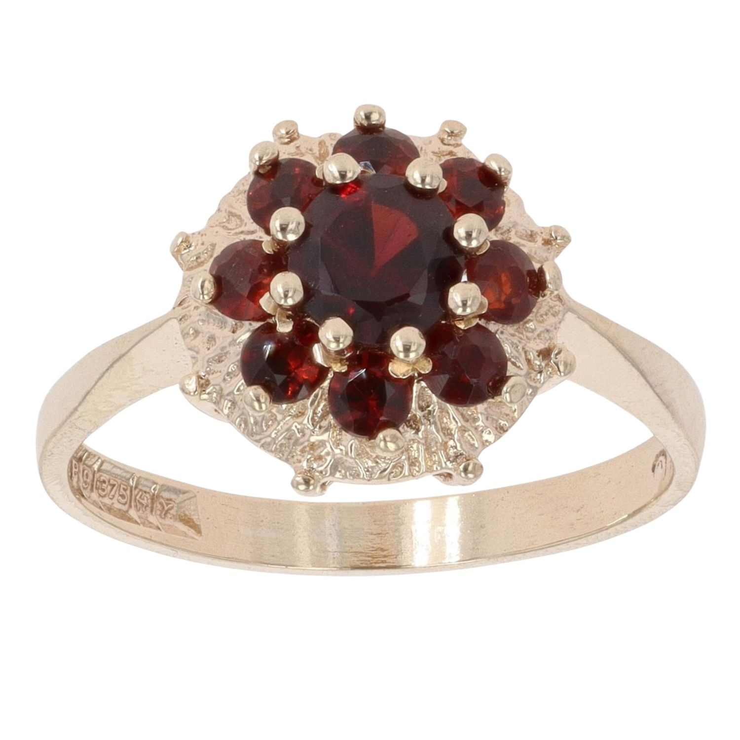 9ct Yellow Gold Garnet Cluster Ring RAMS836349517001 | Ramsdens Jewellery