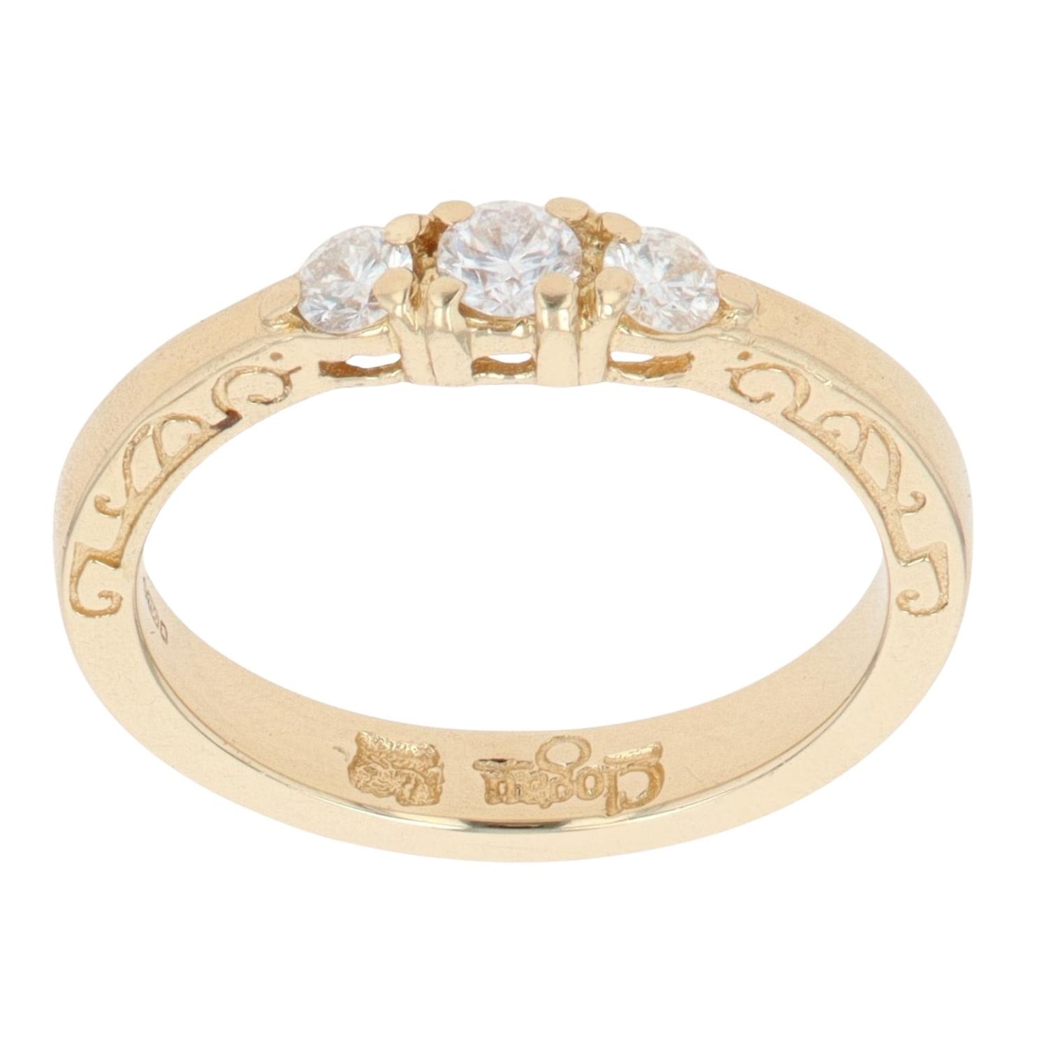 18ct Yellow Gold 0.25ct Diamond Clogau Trilogy Ring RAMS820317258004 ...