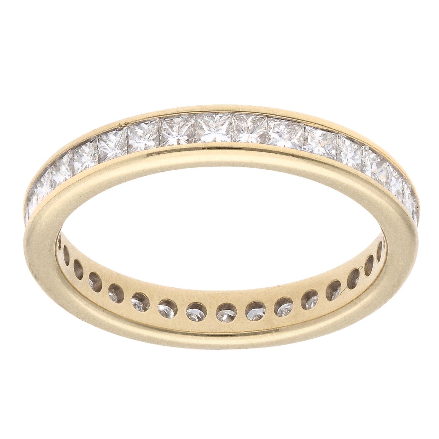 18ct Yellow Gold 1.00ct Princess Cut Diamond Full Eternity Ring ...