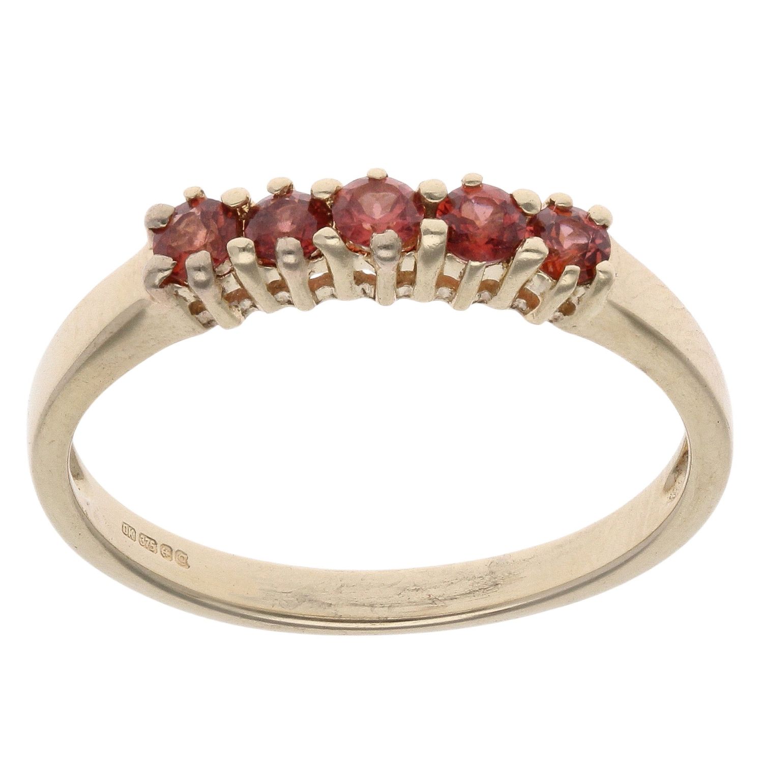9ct Yellow Gold Garnet Five Stone Ring RAMS878365511004 | Ramsdens ...