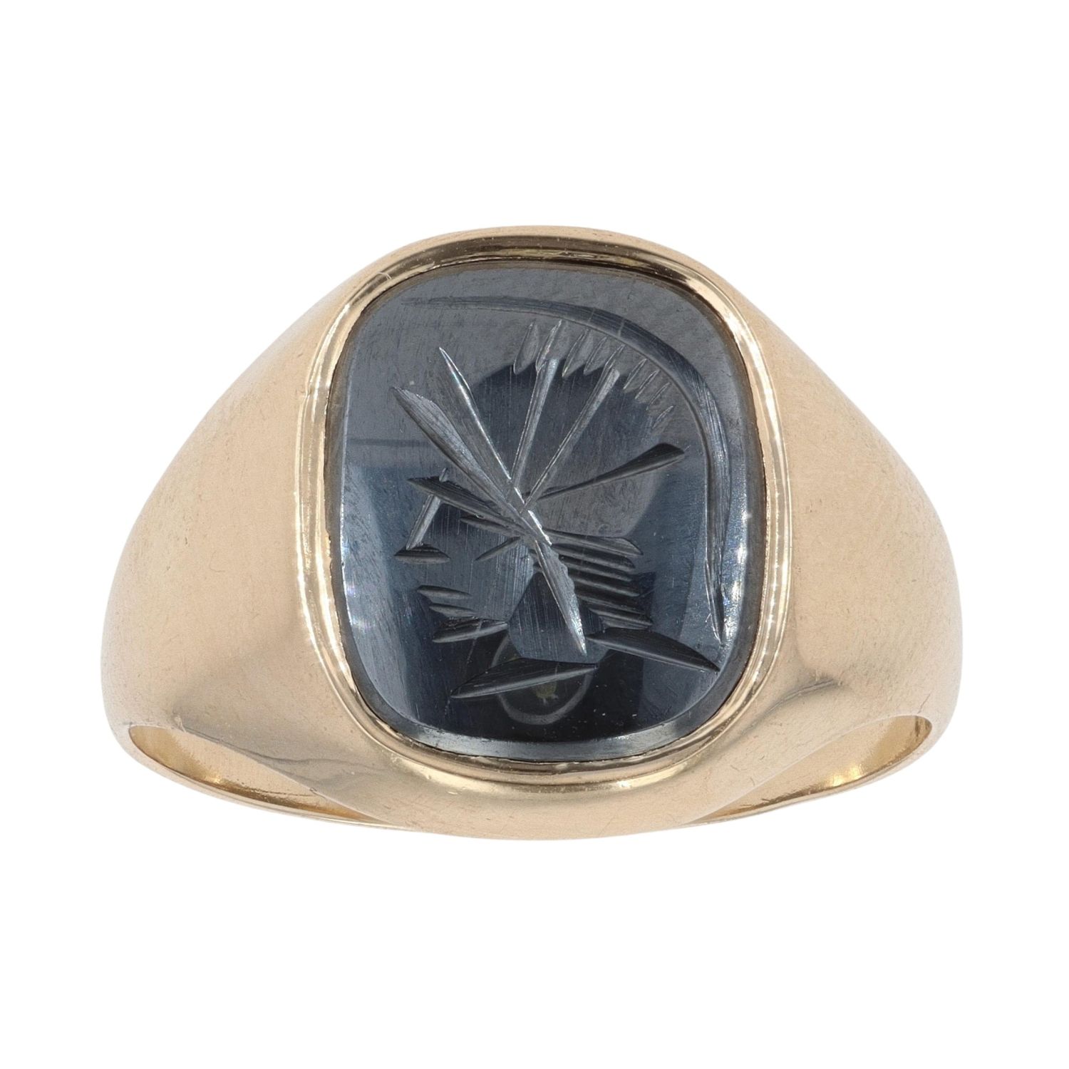 9ct Yellow Gold Hematite Centurion Ring RAMS689341725008