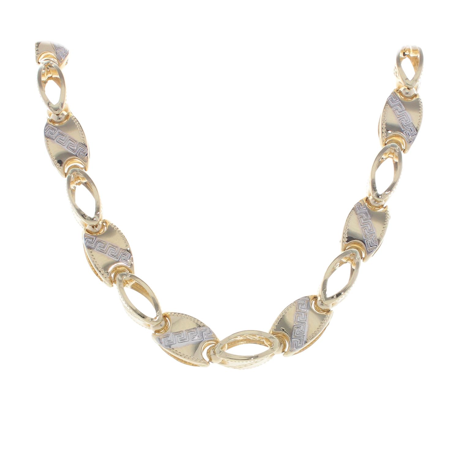 14ct Yellow and White Gold Greek Key Chain 26" Ramsdens Jewellery