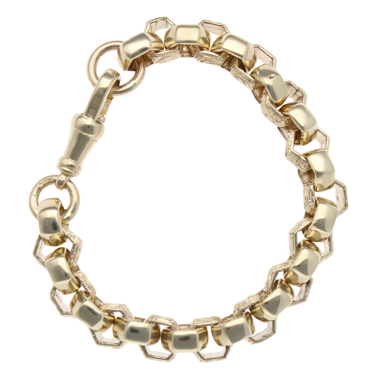 9ct Yellow Gold Hexagonal Link Belcher Bracelet 6.5" RAMS210101794701