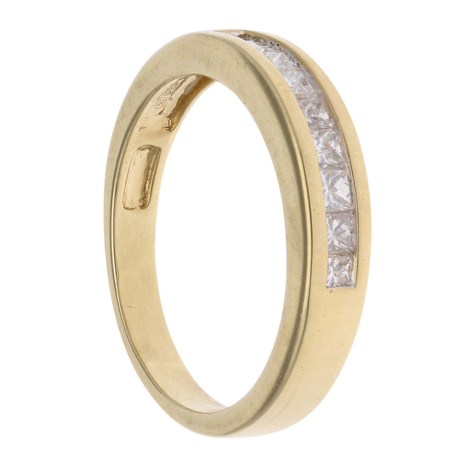 18ct Yellow Gold 0.50ct Princess Cut Diamond Half Eternity Ring ...