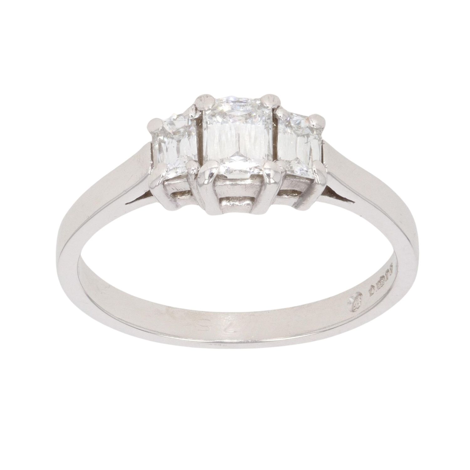 Platinum 0.75ct Scissor Cut Diamond Trilogy Ring RAMS743321604023