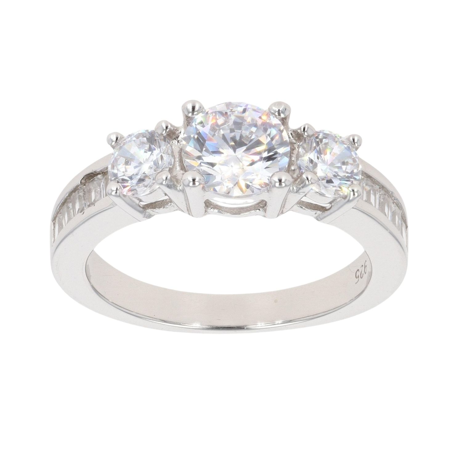 Silver Cubic Zirconia Three Stone Ring by Icesia RAMS5650000654-K