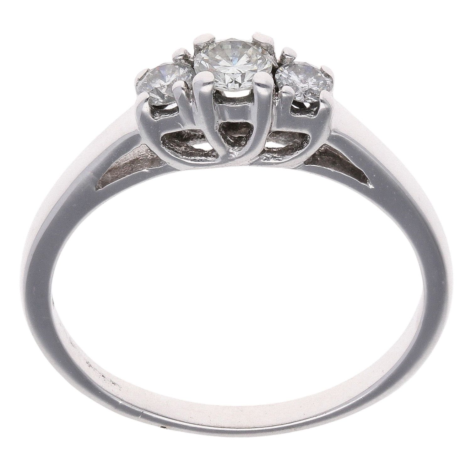 18ct White Gold Brilliant Cut Diamond Trilogy Ring