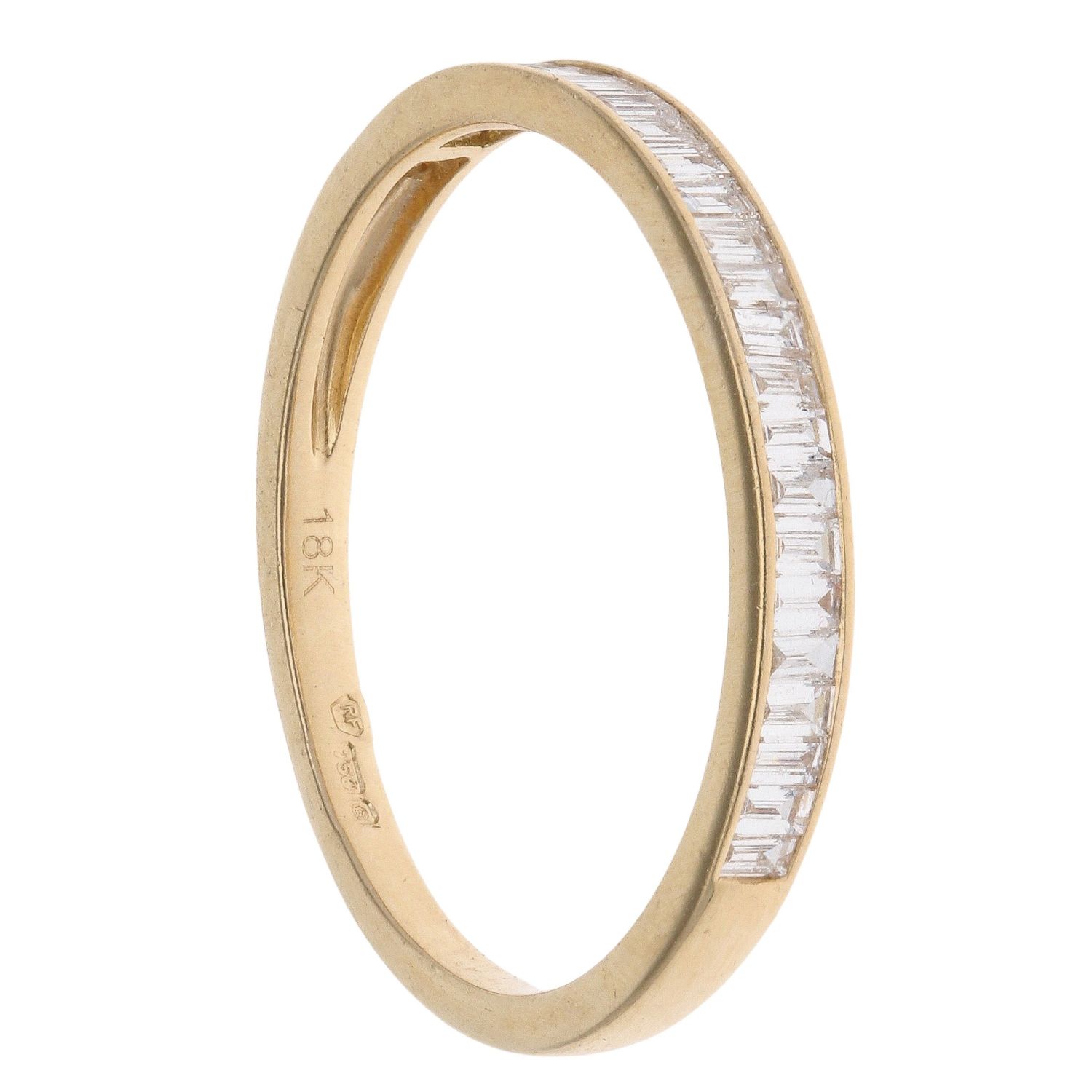 18ct Yellow Gold 0.25ct Baguette Cut Diamond Half Eternity Ring ...