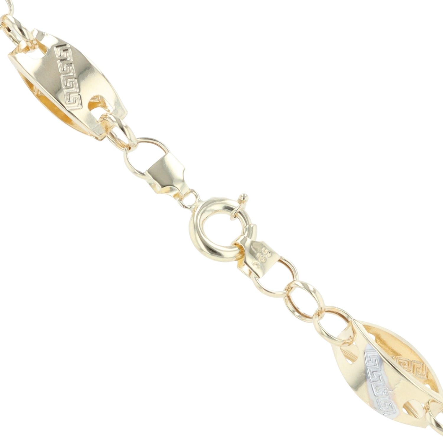 14ct Yellow And White Gold Greek Key Chain 24