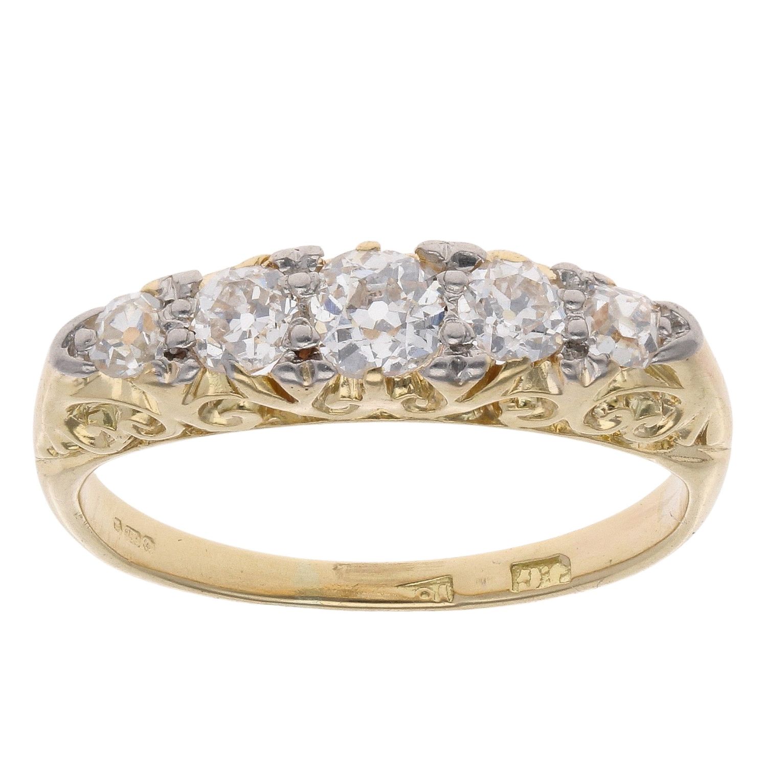 18ct Yellow Gold Brilliant Cut Diamond Five Stone Ring