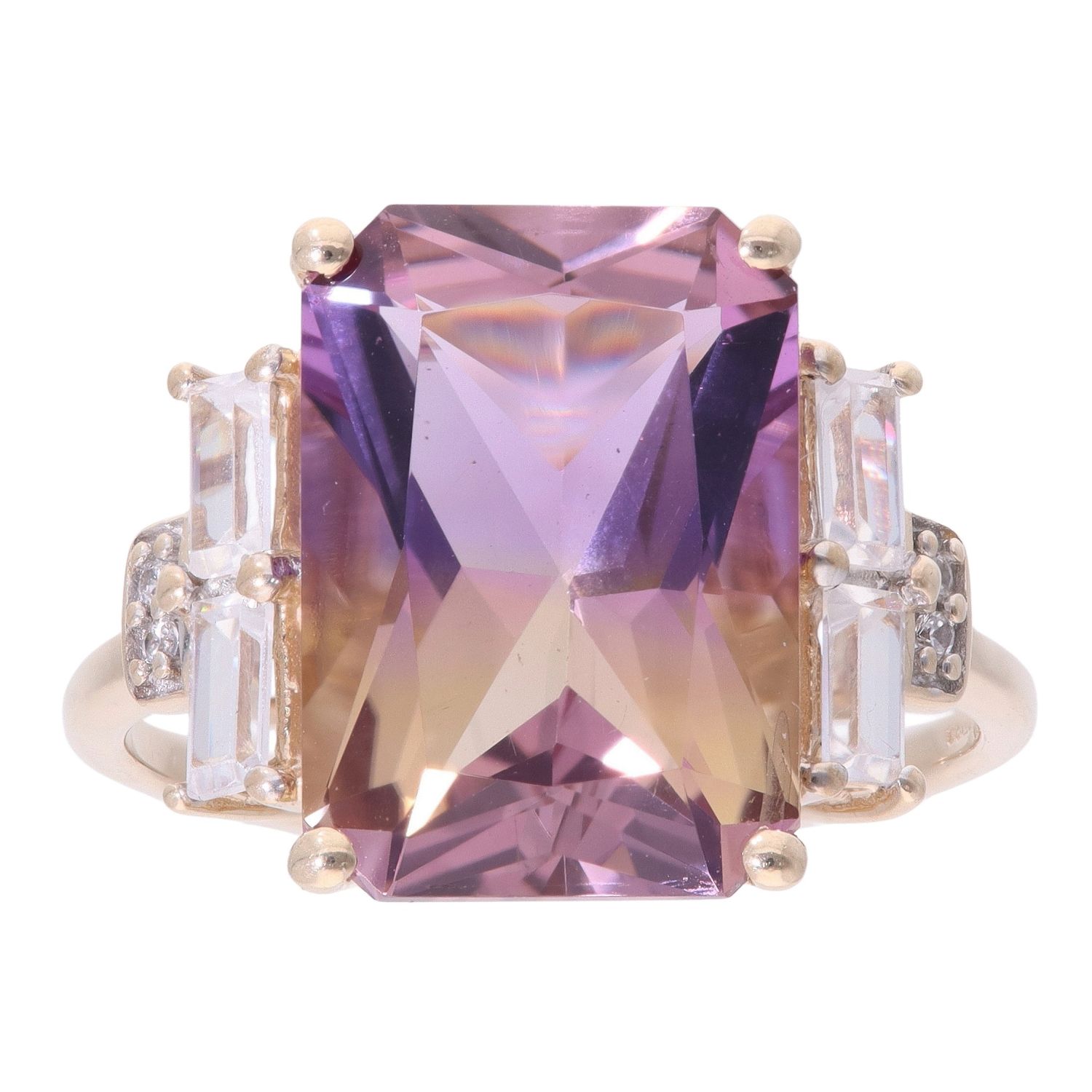 9ct Yellow Gold Ametrine And Cubic Zirconia Stone Set Ring Ramsdens