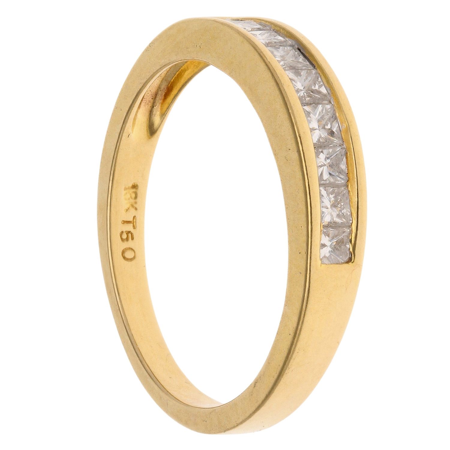18ct Yellow Gold 0.50ct Princess Cut Diamond Half Eternity Ring ...