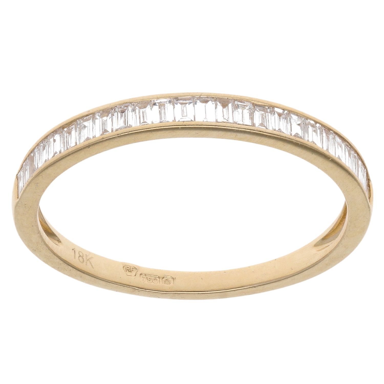 18ct Yellow Gold 0.25ct Baguette Cut Diamond Half Eternity Ring ...