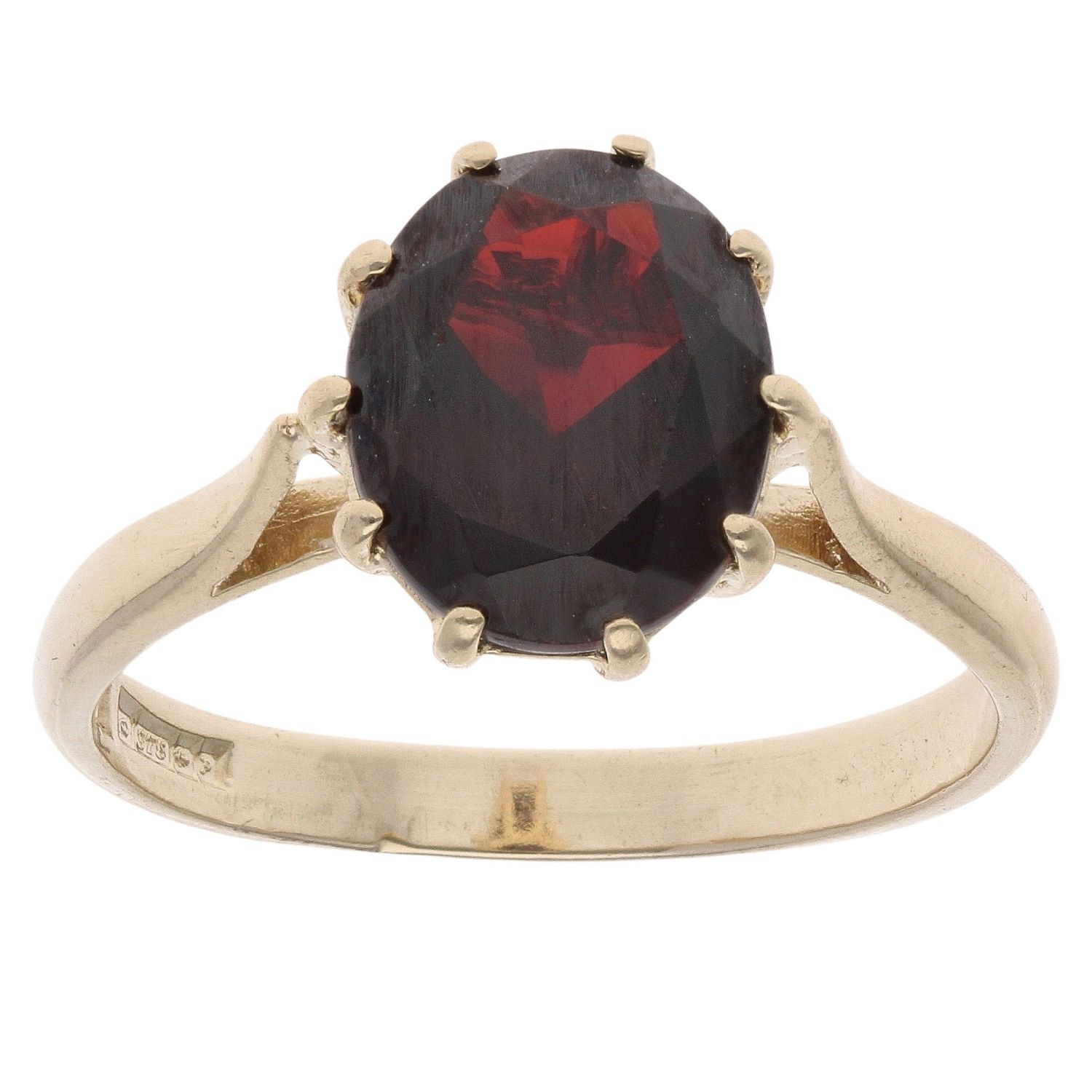 9ct Yellow Gold Garnet Single Stone Ring RAMS206228705903 | Ramsdens ...