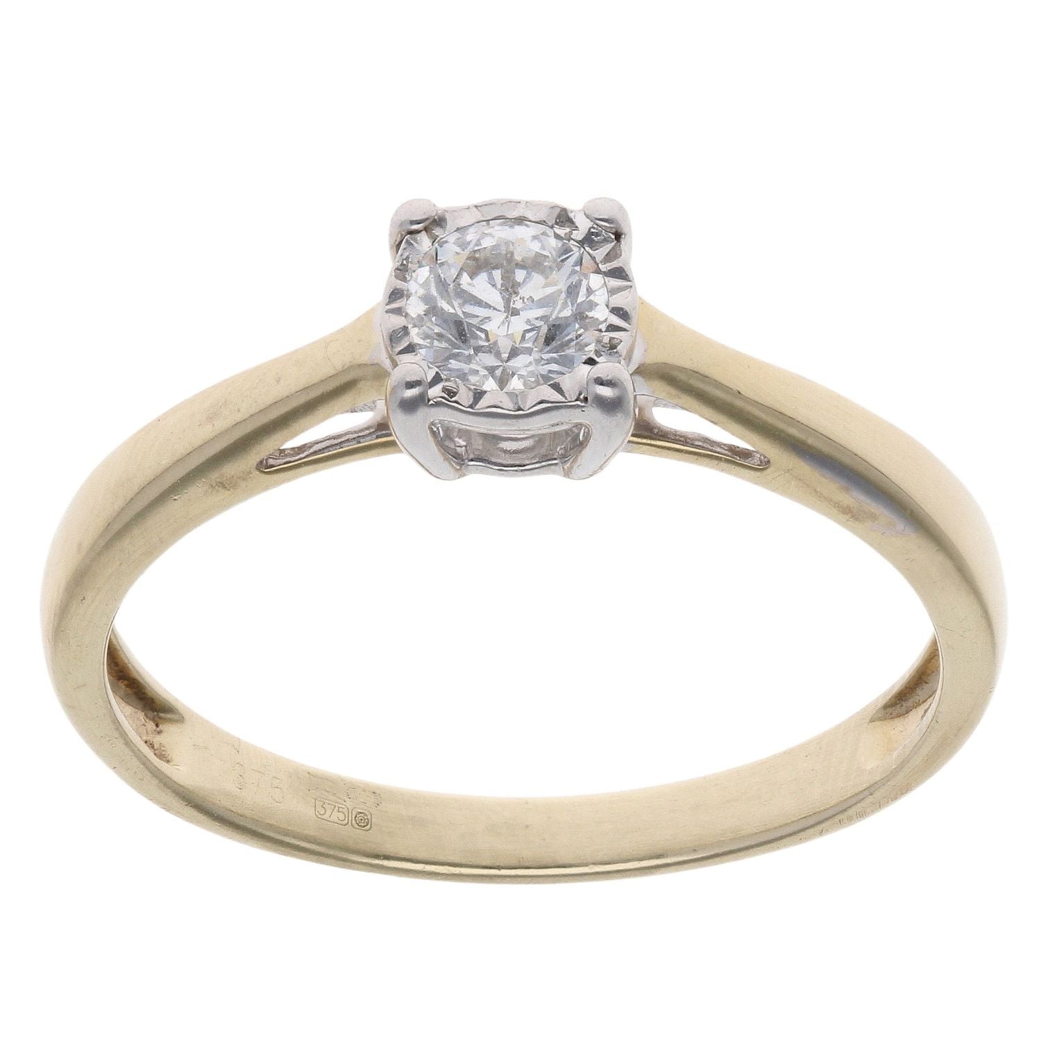 9ct Yellow Gold Brilliant Cut Diamond Solitaire Ring