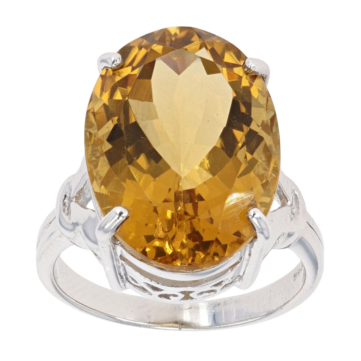 9ct White Gold Citrine Cocktail Ring RAMS984282863013 Ramsdens