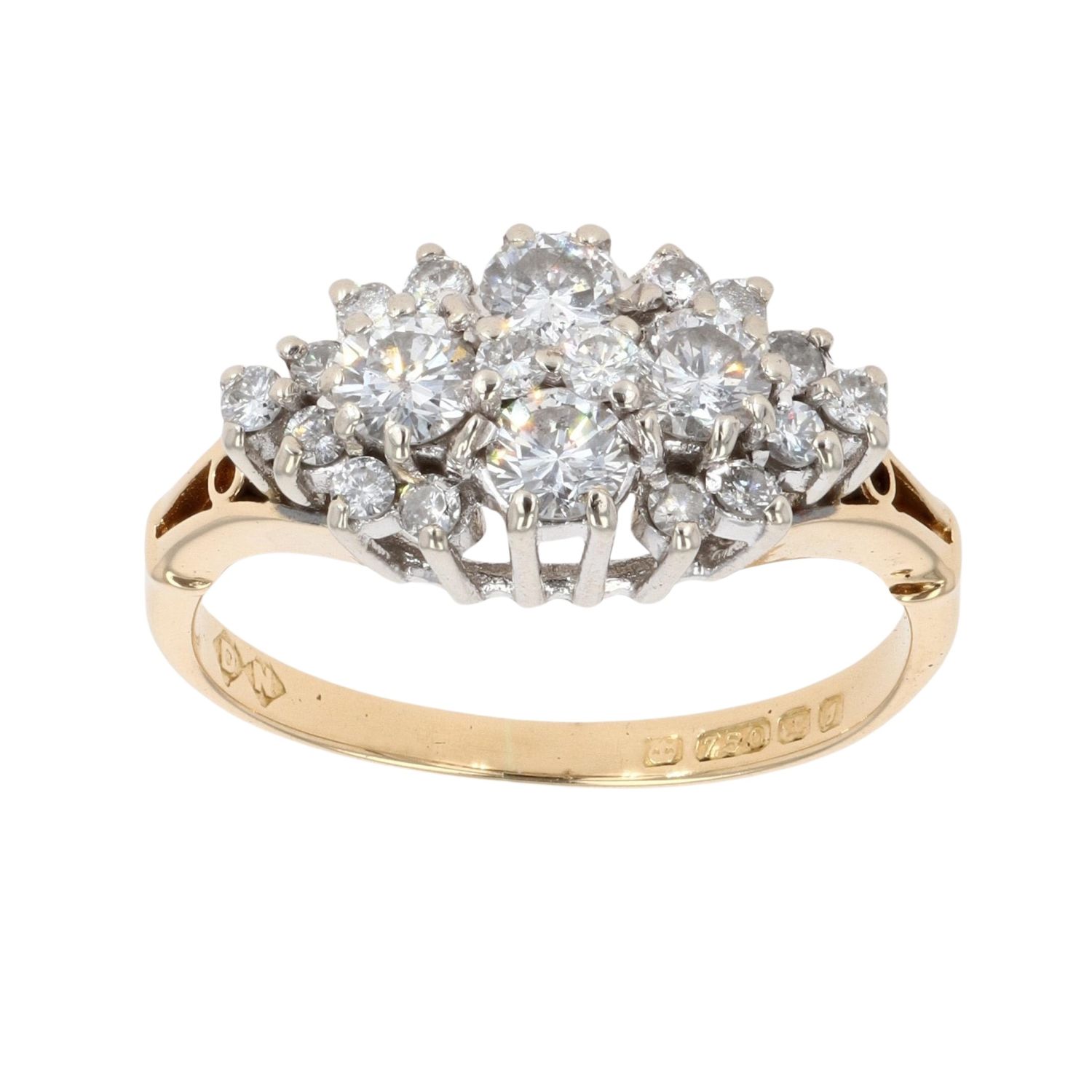 18ct Yellow Gold Brilliant Cut Diamond Cluster Ring