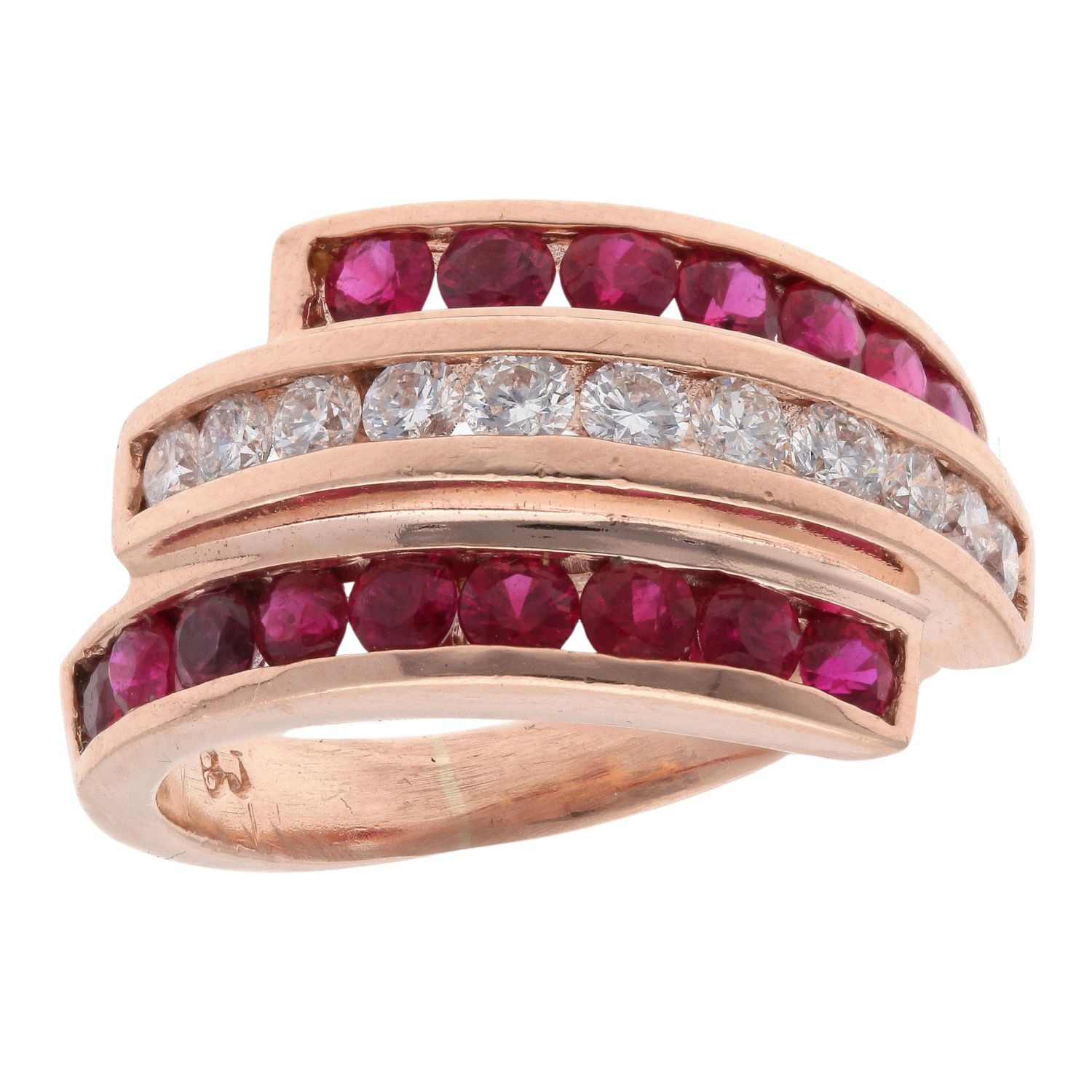 Ribbon Crossover Wedding Ring In 9ct Rose Gold 3.5mm Wide