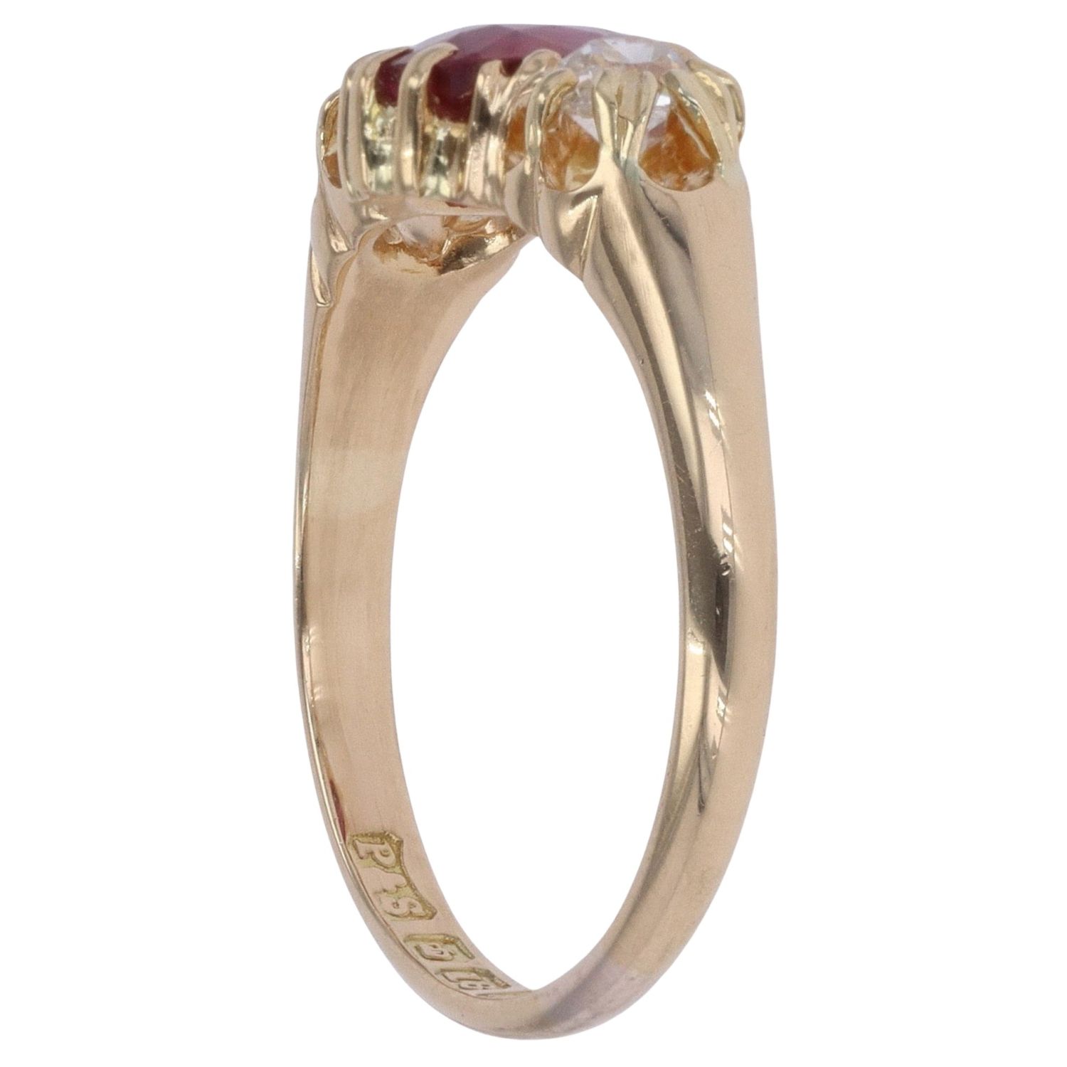 18ct Yellow Gold 0.30ct Diamond And Ruby Three Stone Ring ...