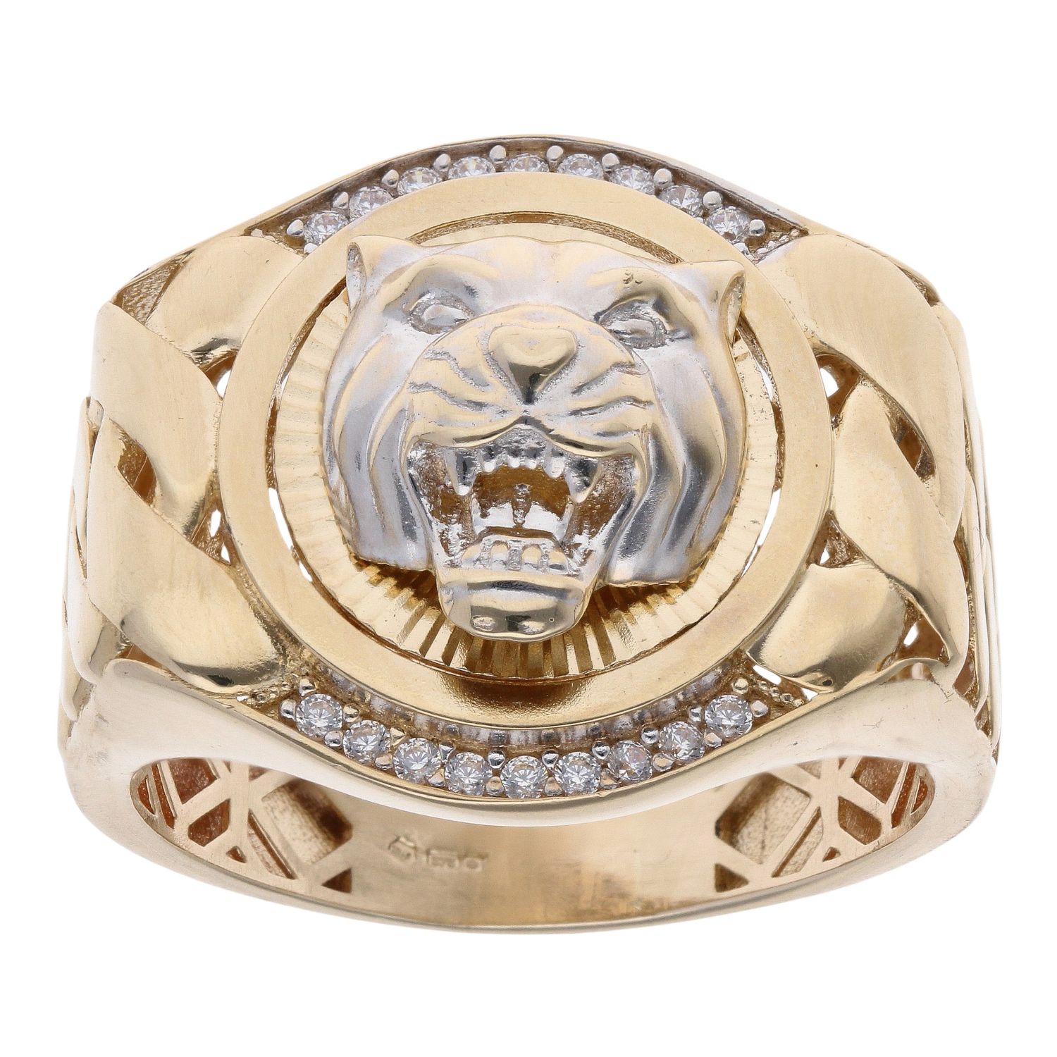 9ct Yellow and White Gold Cubic Zirconia Panther Ring