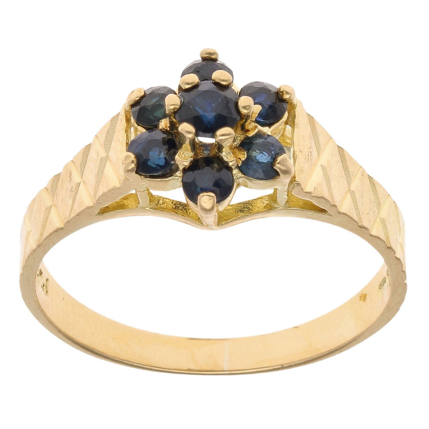 14 Gold Sapphire Cluster Ring