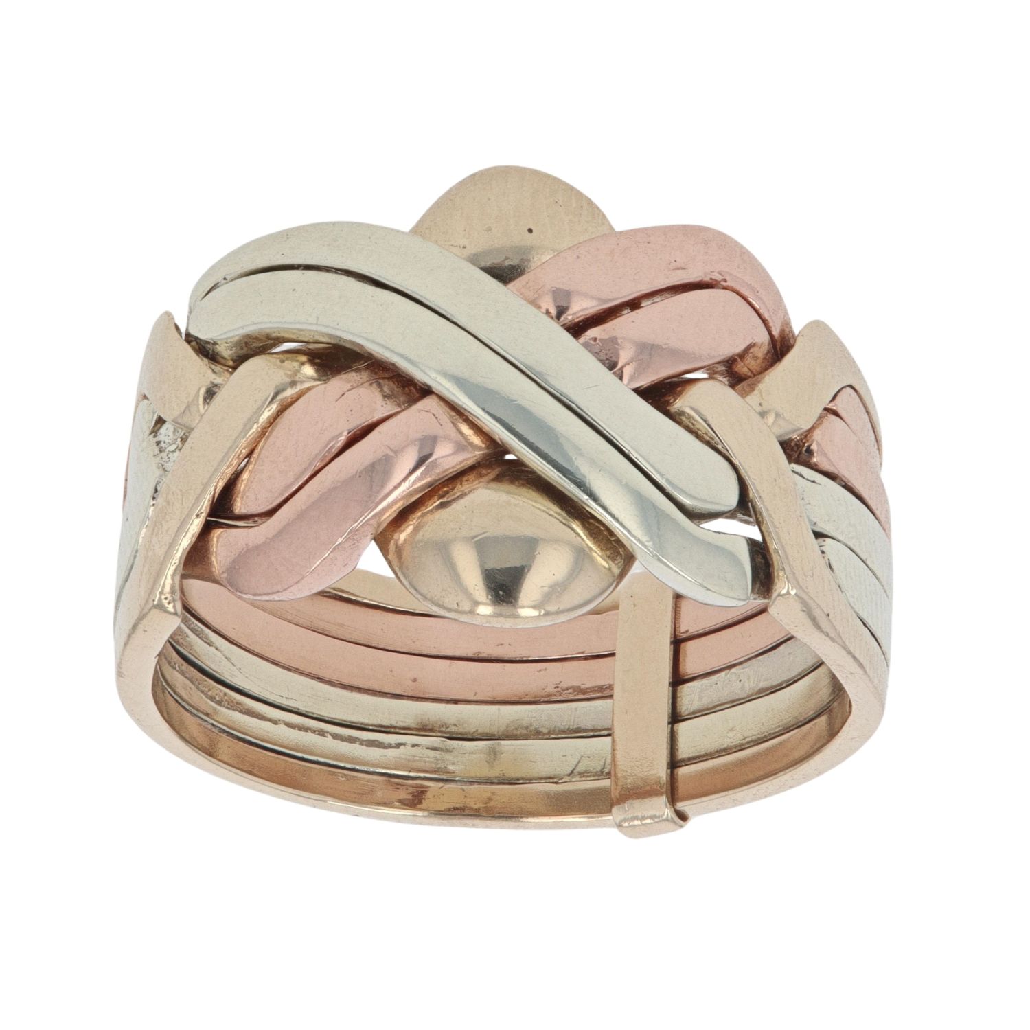 9ct Yellow White and Rose Gold Six Piece Puzzle Ring Ramsdens Jewellery