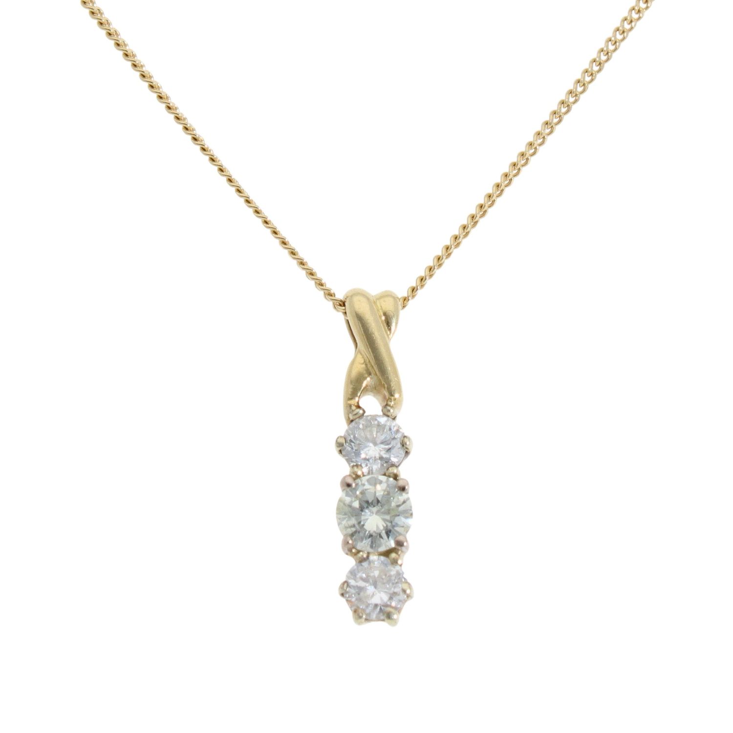18ct Yellow Gold 0.50ct Diamond Pendant And Chain 18" Ramsdens Jewellery