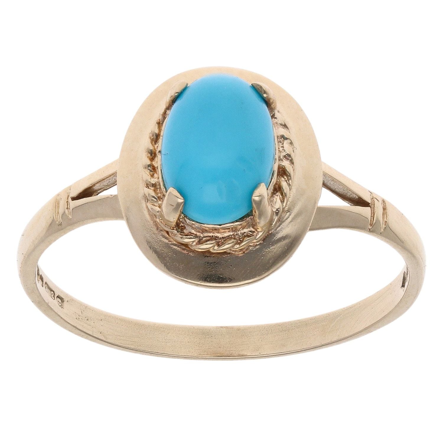 9ct Yellow Gold Turquoise Single Stone Ring RAMS758358596002