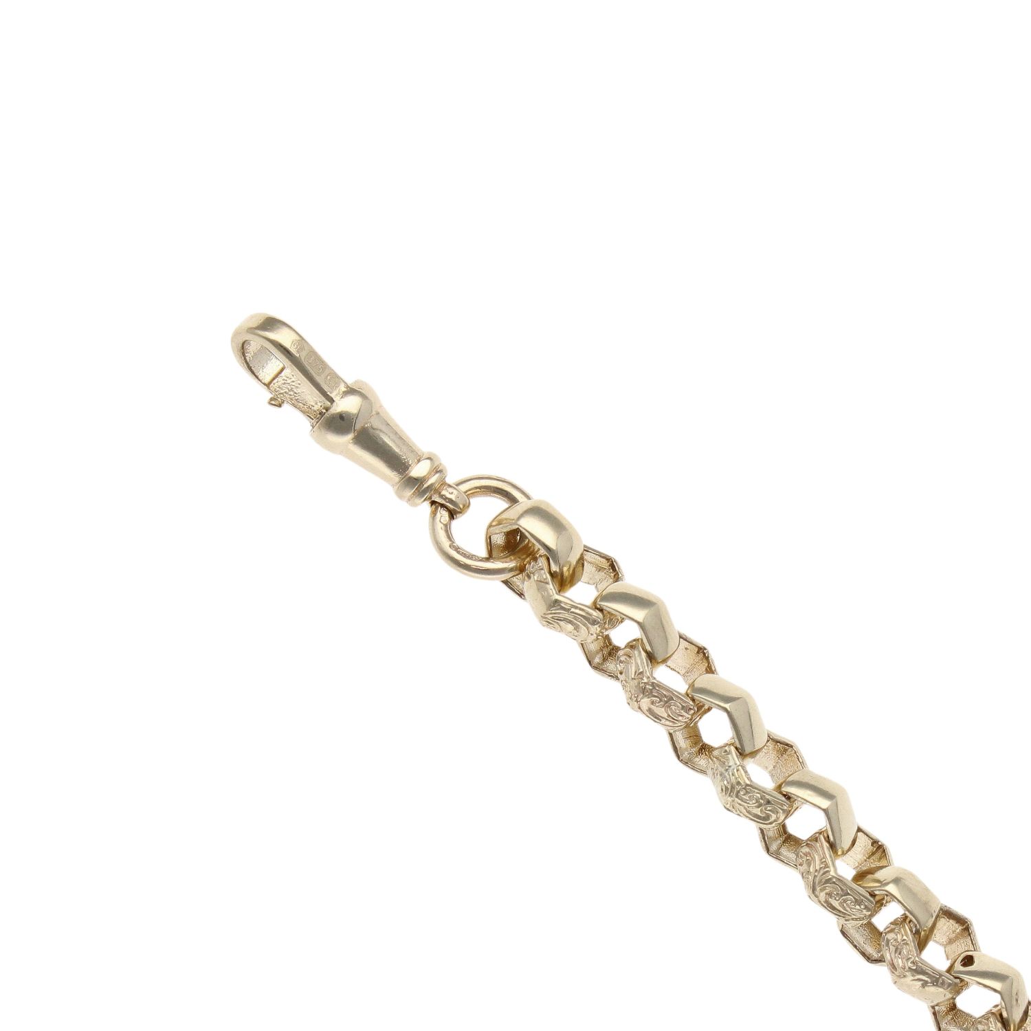 9ct Yellow Gold Hexagonal Link Belcher Bracelet 6.5" RAMS210101794701