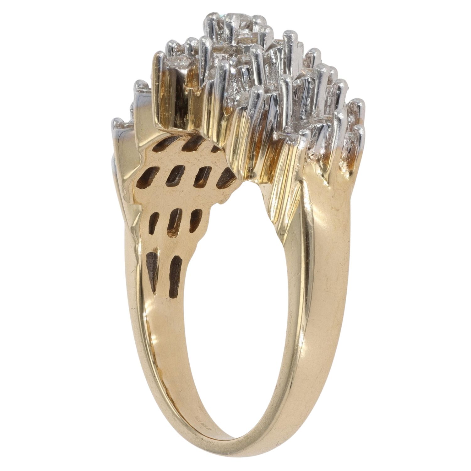 18ct Yellow Gold 1.00ct Brilliant And Baguette Cut Diamond Cluster Ring ...