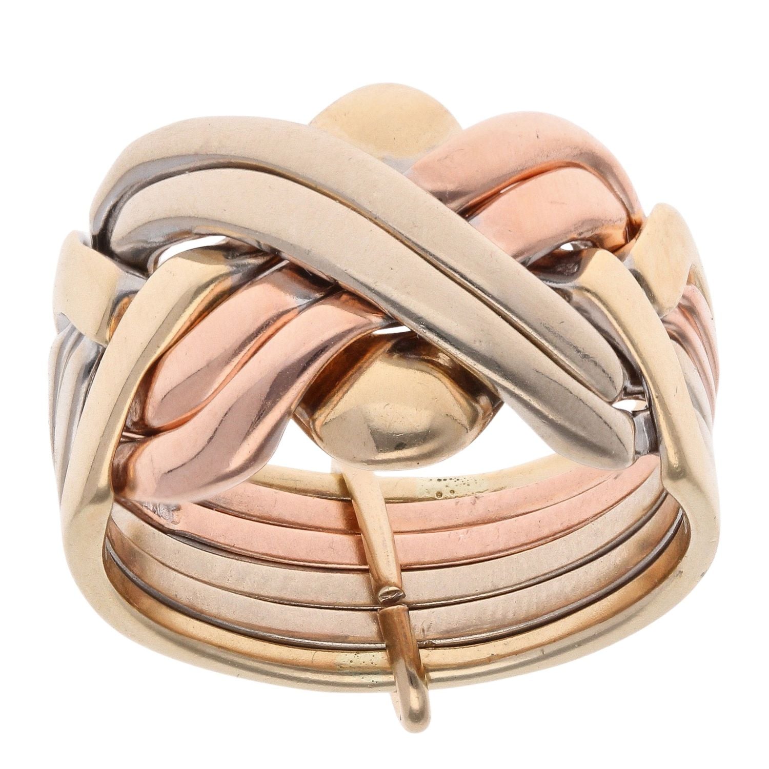 9ct Yellow, White And Rose Gold Six Piece Puzzle Ring