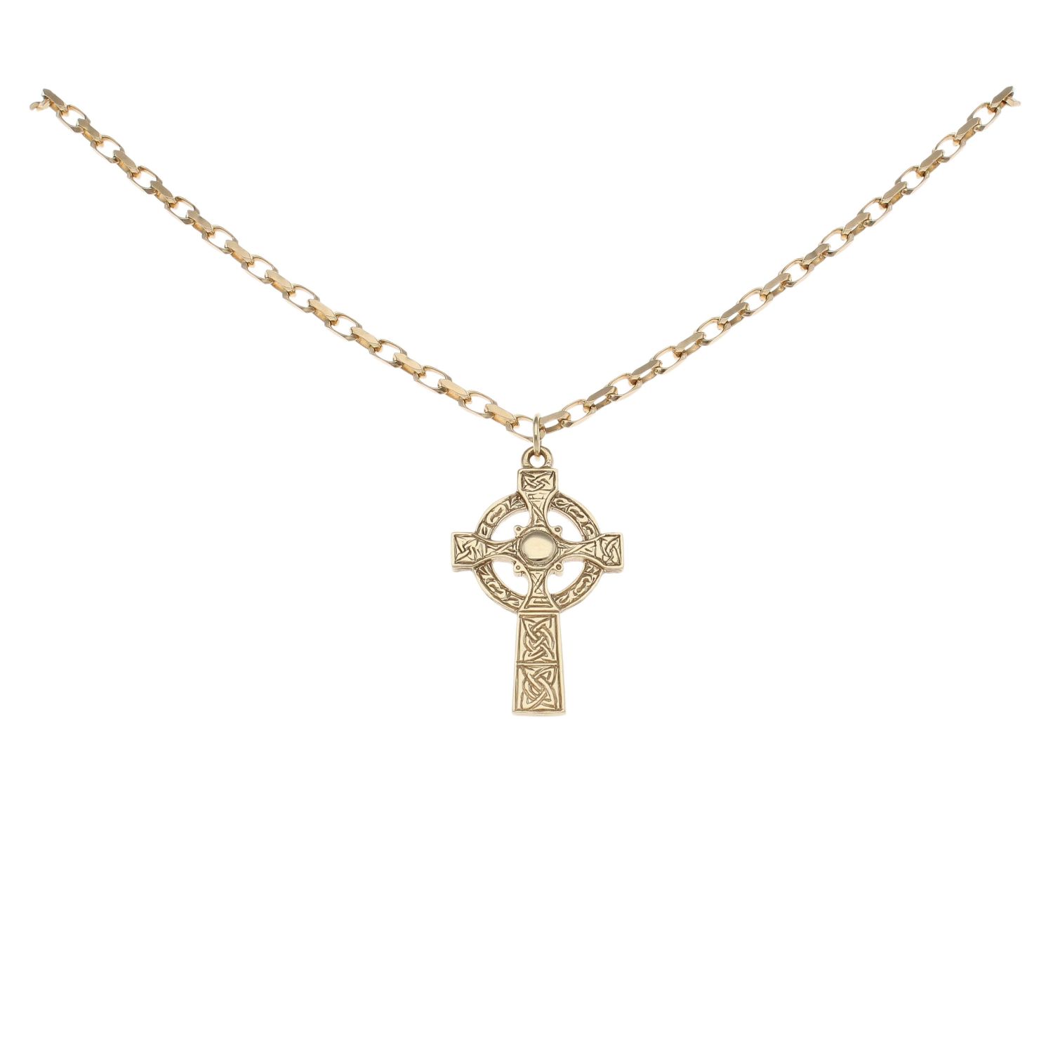 9ct Yellow Gold Celtic Cross Pendant And Chain 26