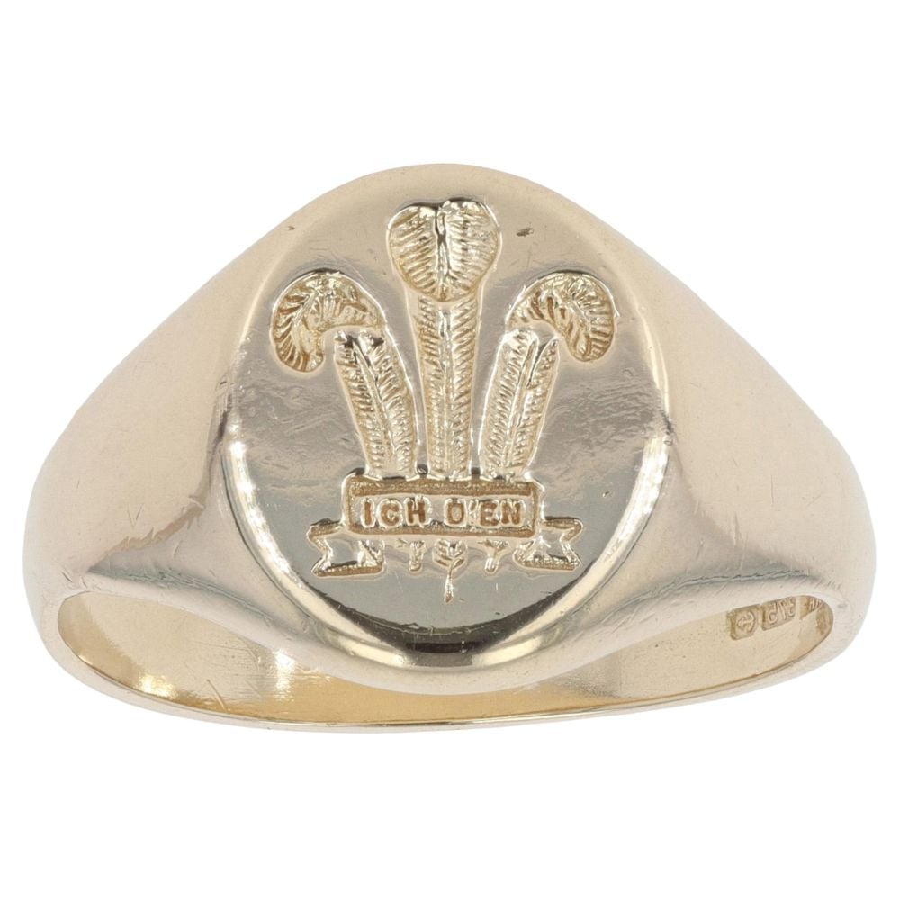 9ct Yellow Gold Welsh Feathers Signet Ring RAMS744352768005 | Ramsdens ...