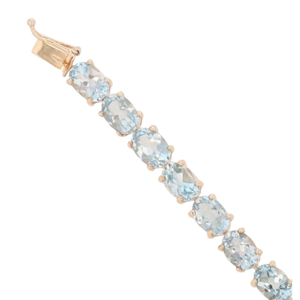 9ct Yellow Gold Blue Topaz Bracelet 7"
