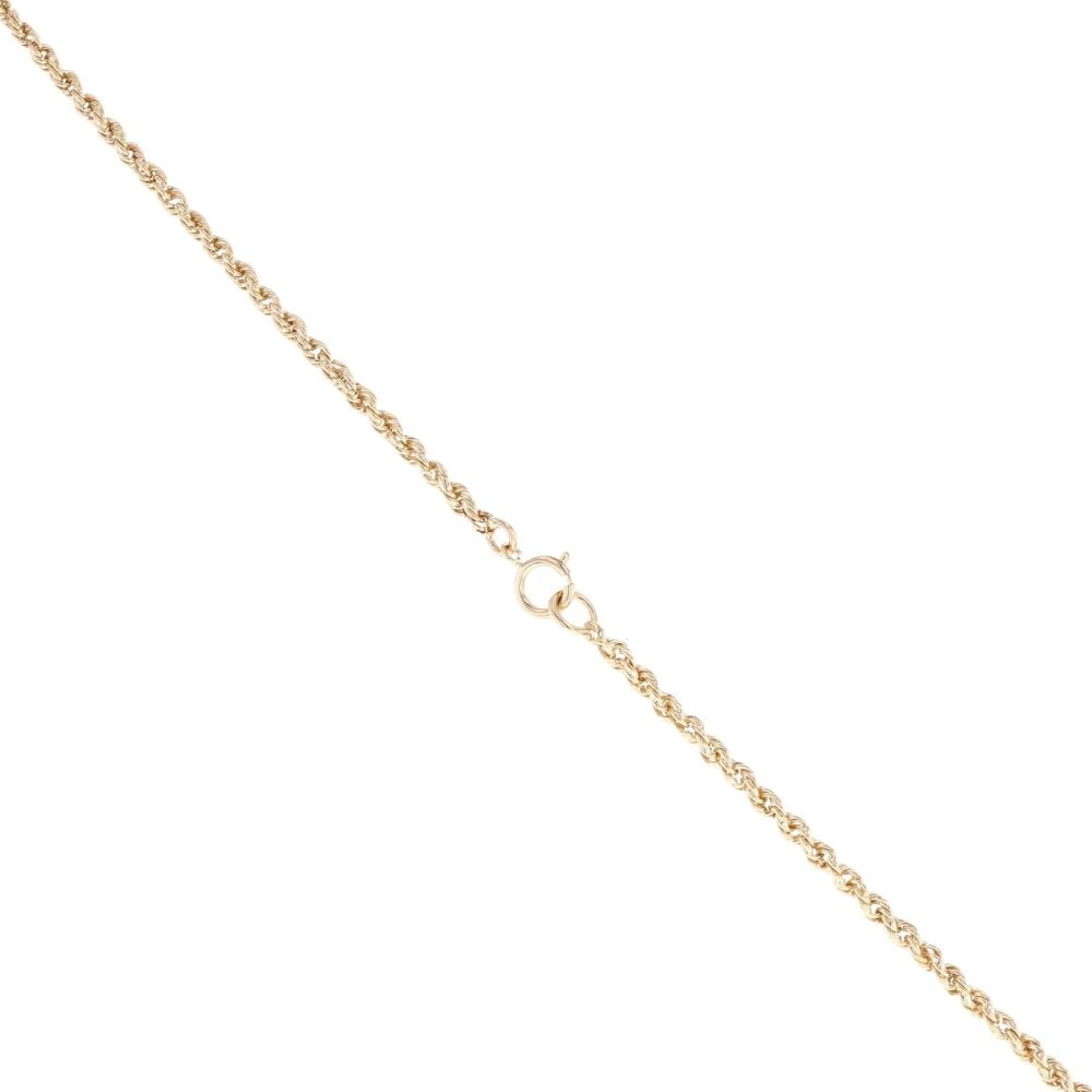 9ct Yellow Gold Flower Tassel Pendant And Rope Chain 16"