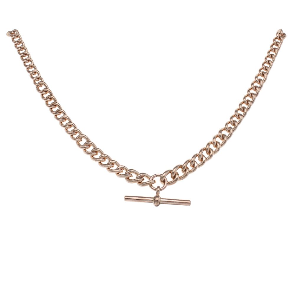 9ct Rose Gold Graduated Albert T-Bar Chain 18"