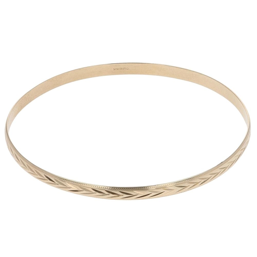 9ct Yellow Gold Patterned Bangle