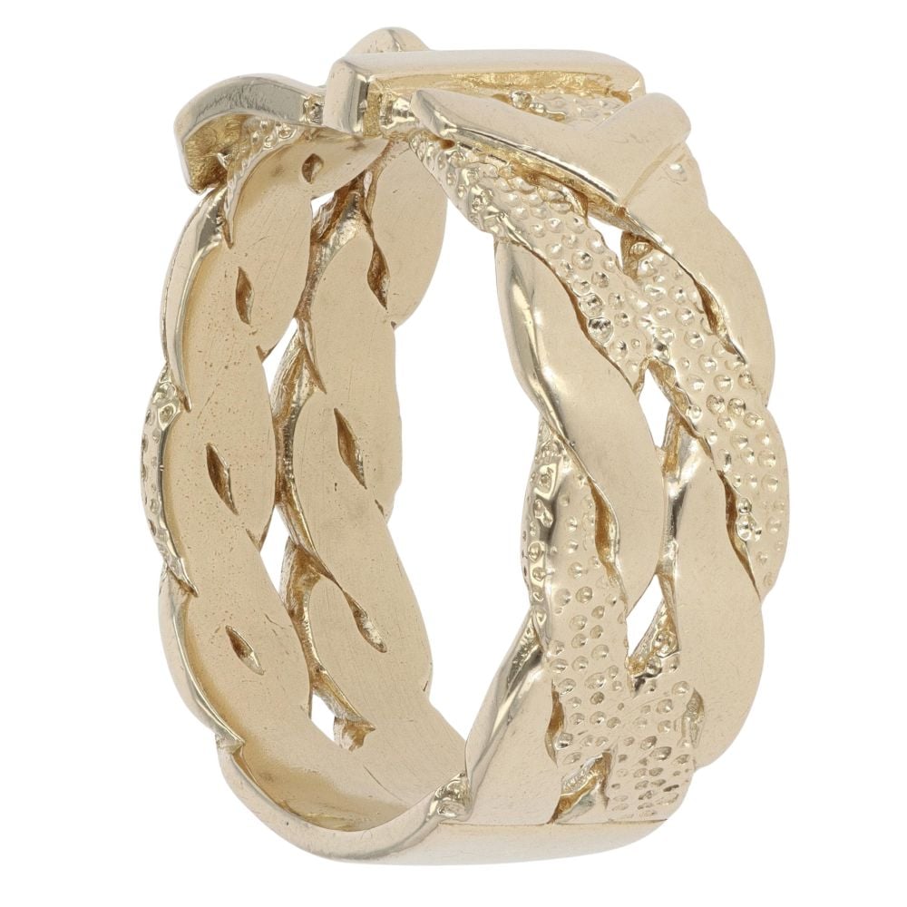 9ct Yellow Gold Plaited Buckle Ring