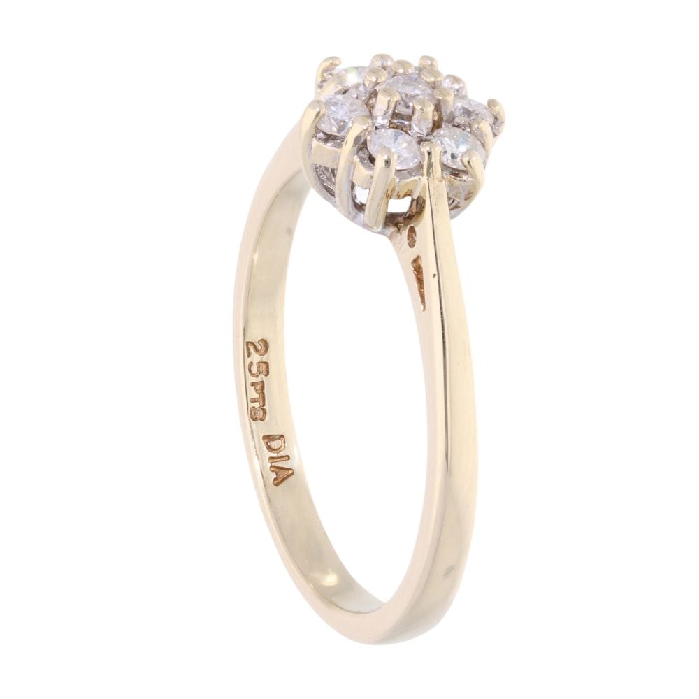 9ct Yellow Gold 0.25ct Diamond Cluster Ring