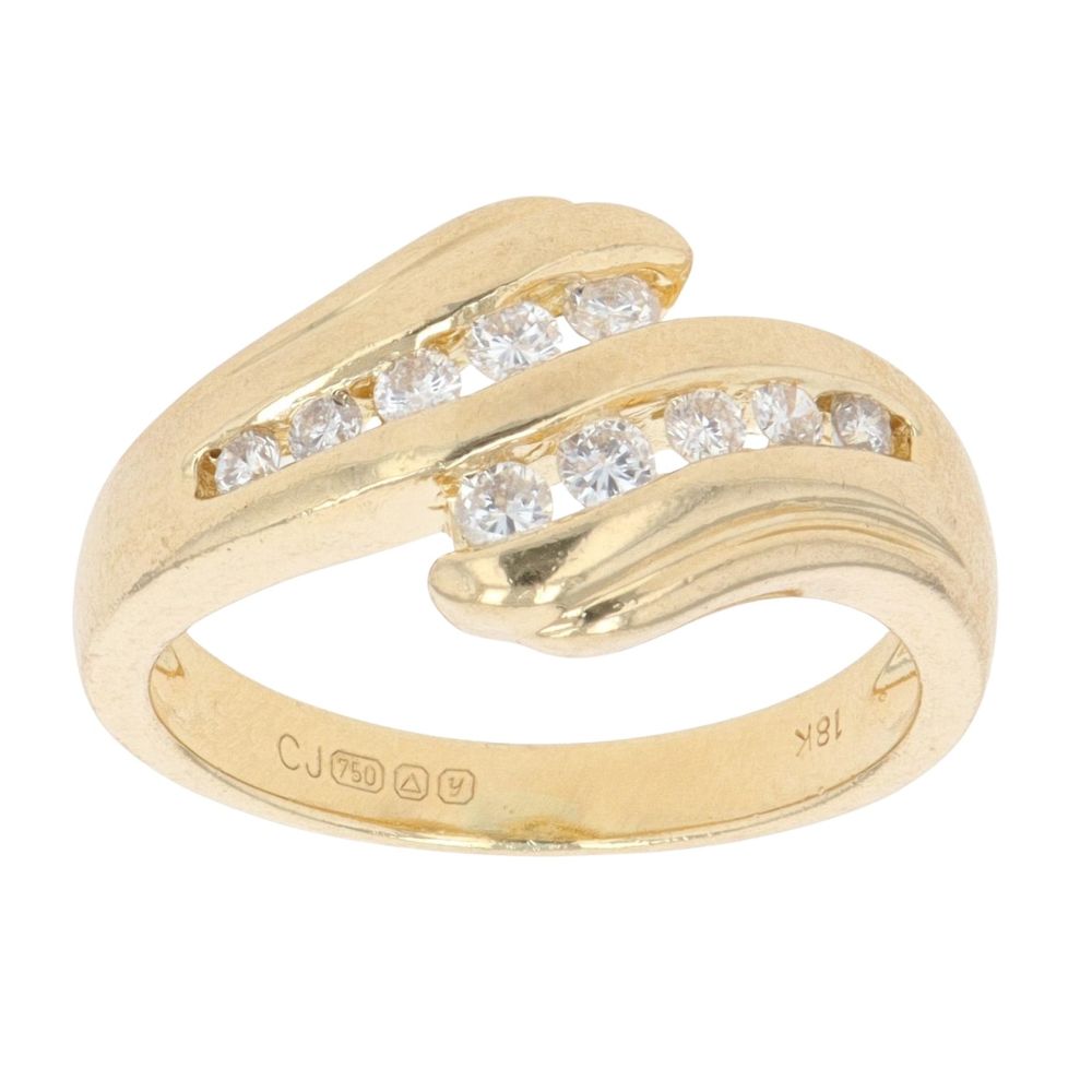 18ct Yellow Gold 0.30ct Brilliant Cut Diamond Wave Ring