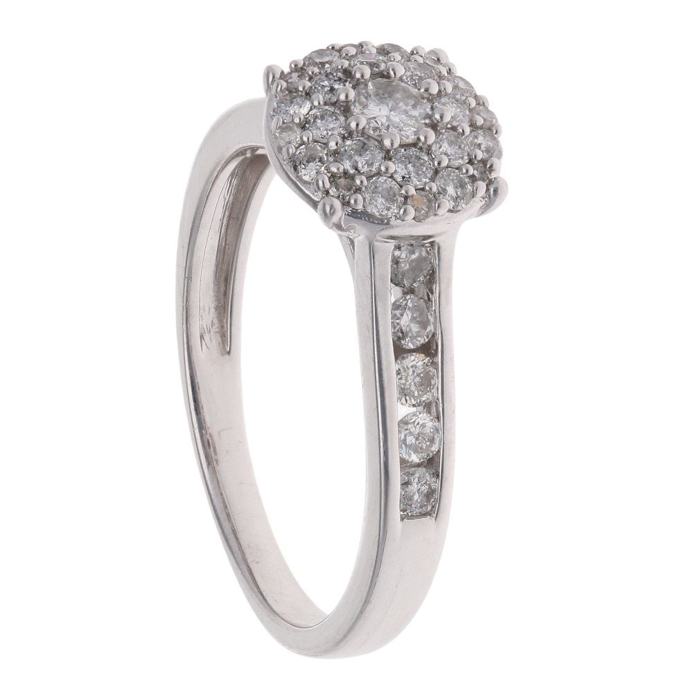 18ct White Gold 0.65ct Brilliant Cut Diamond Cluster Ring