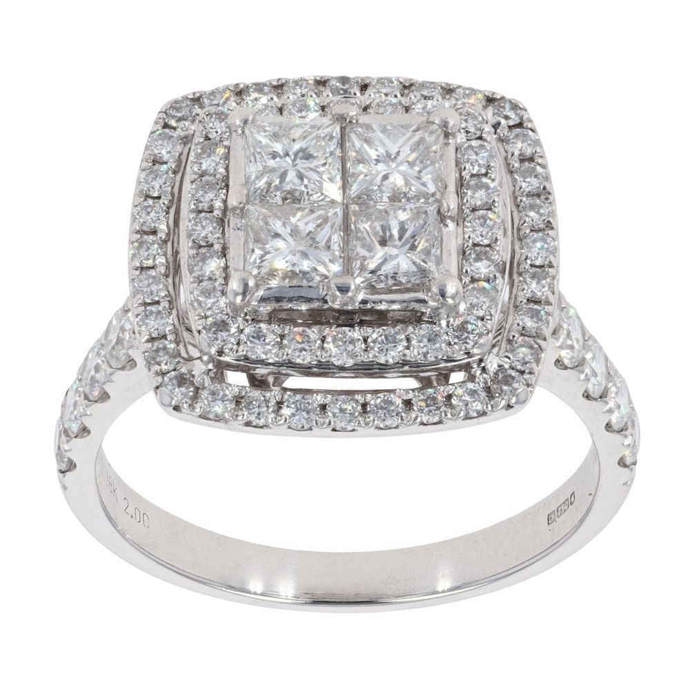 18ct White Gold 2.00ct Diamond Cluster Ring