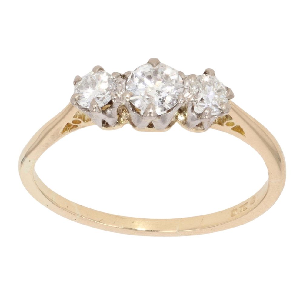 0.49ct Diamond Trilogy Ring ~ 18ct Yellow Gold main image 1
