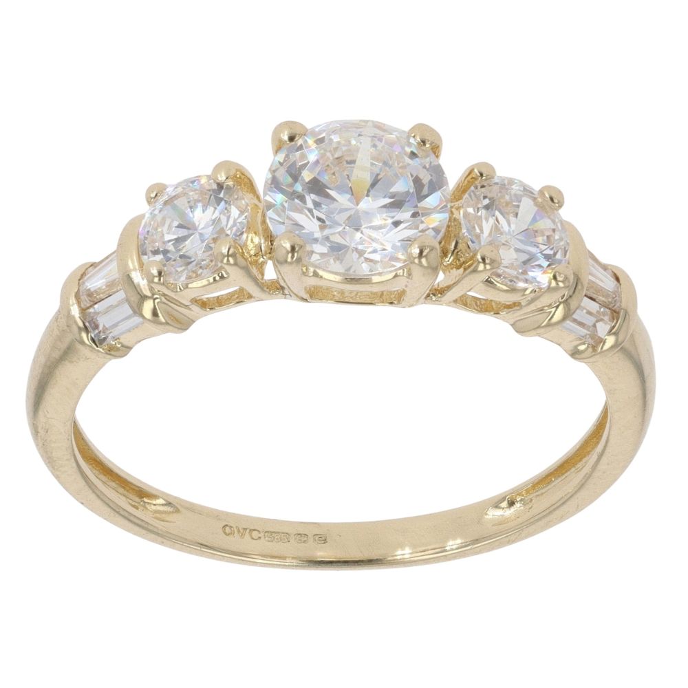 14ct Yellow Gold Cubic Zirconia Three Stone Ring RAMS918365869015 ...