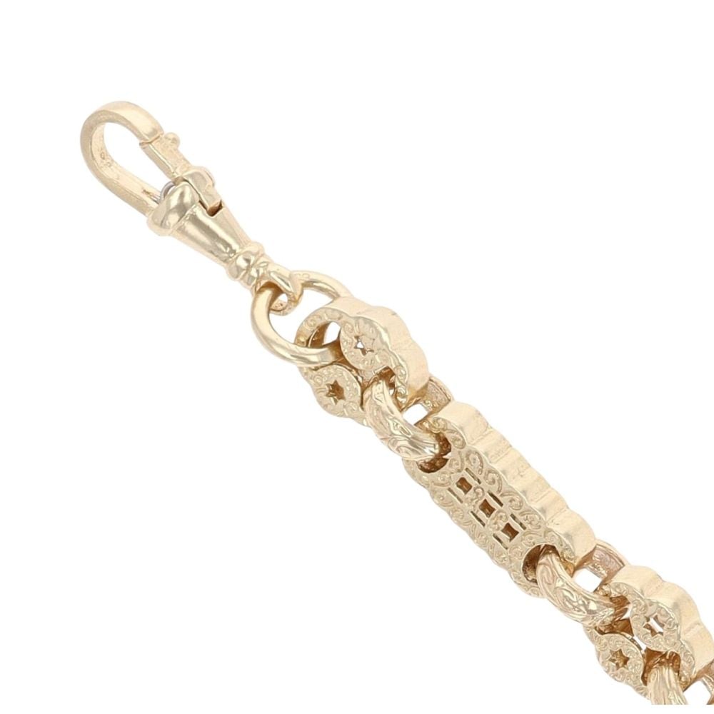 9ct Yellow Gold Patterned Stars and Bars Bracelet 7"