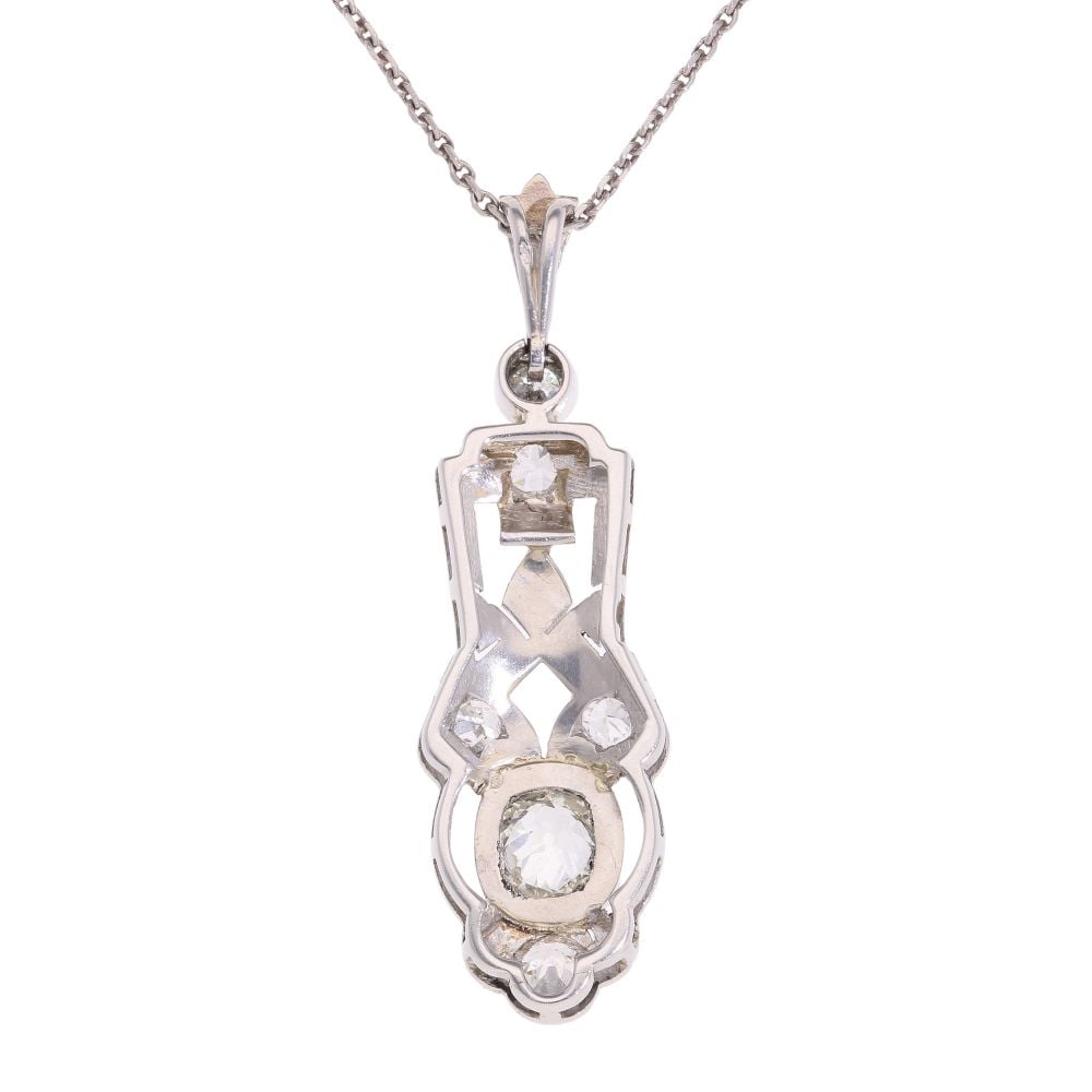 Vintage Old Cut 0.85ct Diamond Pendant and Chain 18"