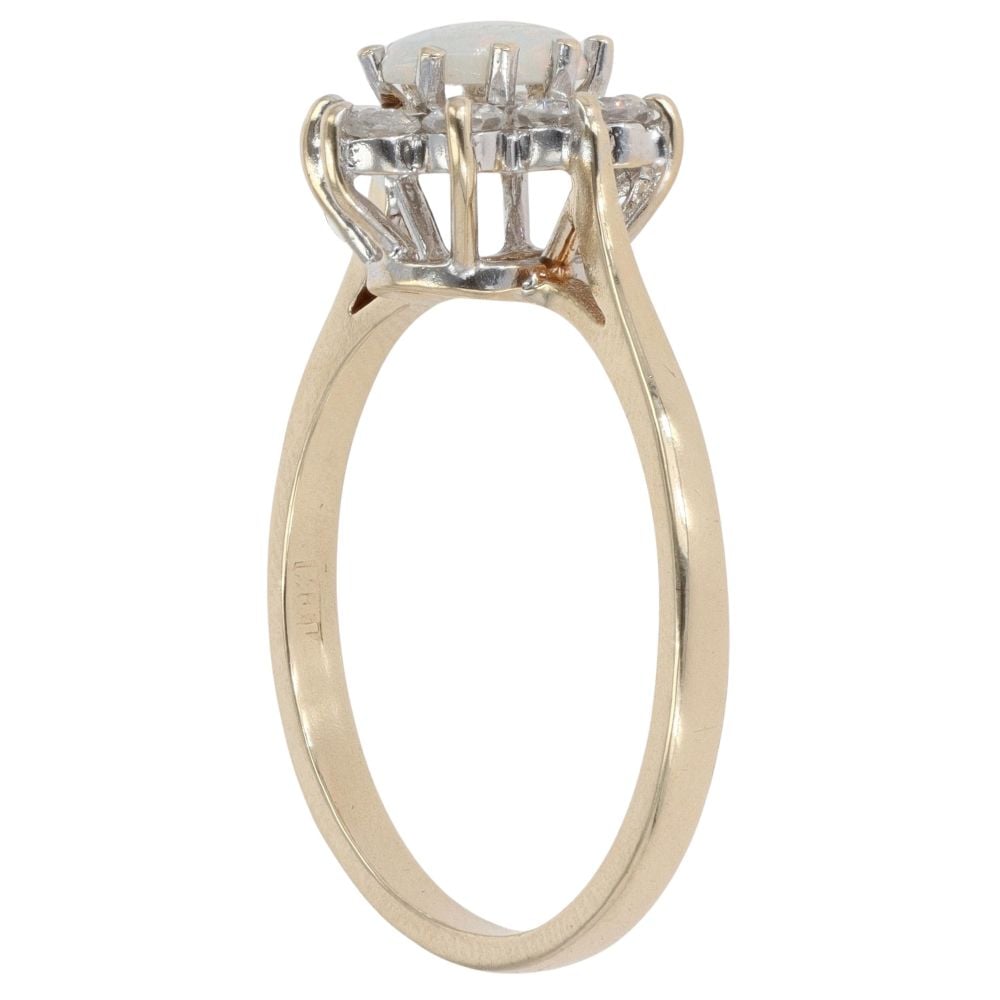 9ct Yellow Gold Cubic Zirconia and Opal Cluster Ring